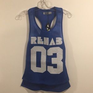 REHAB Assymetrical BLUE Knit Jersey 03 TANK TOP